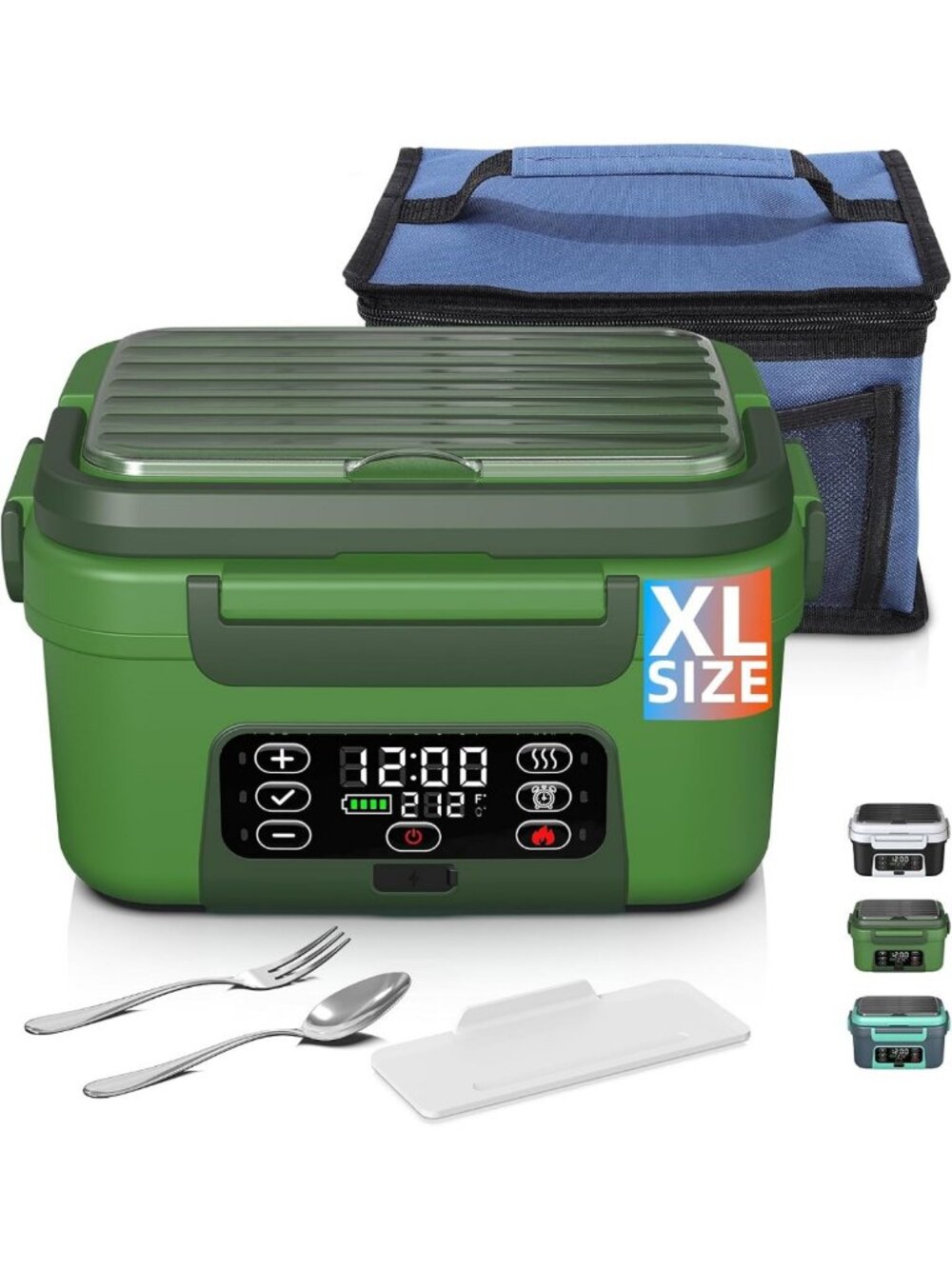 XL Cordless Electric Heated Lunch Box - Rechargeable Food Warmer, Smart Timer